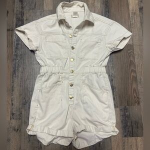 Altar’d State Denim Cream Ivory Romper Sz S